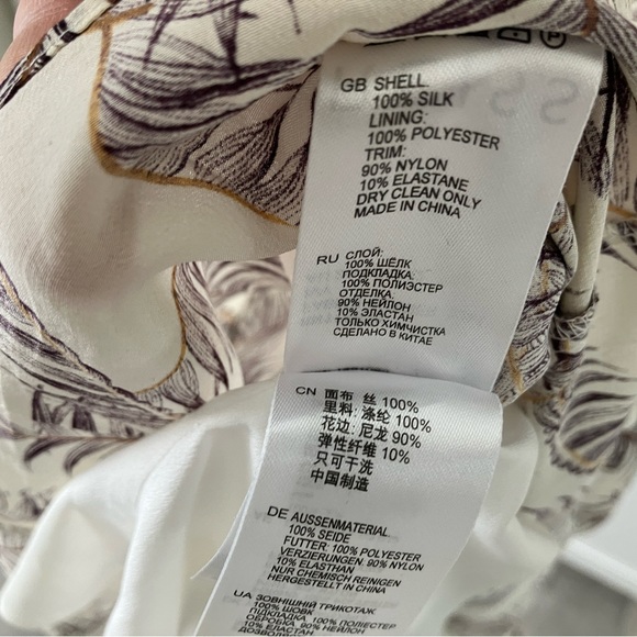 Reiss Elegant Cream and Brown Leaf Print Dress - Picture 4 of 4